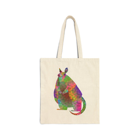 Rainbow Armadillo Cotton Canvas Tote Bag